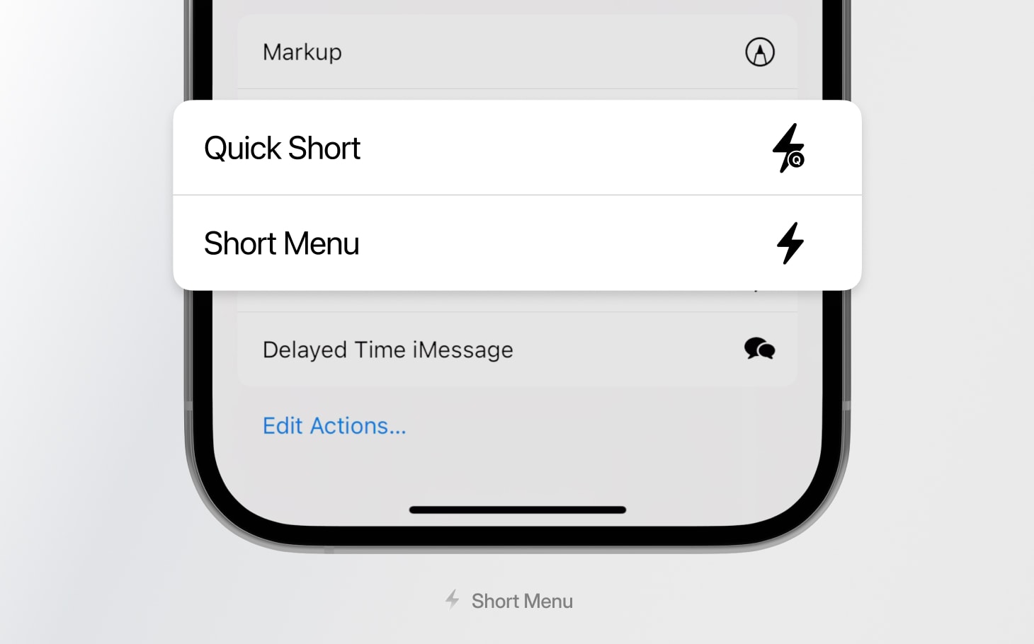 Short Menu Extensions in the iPhone Share Sheet