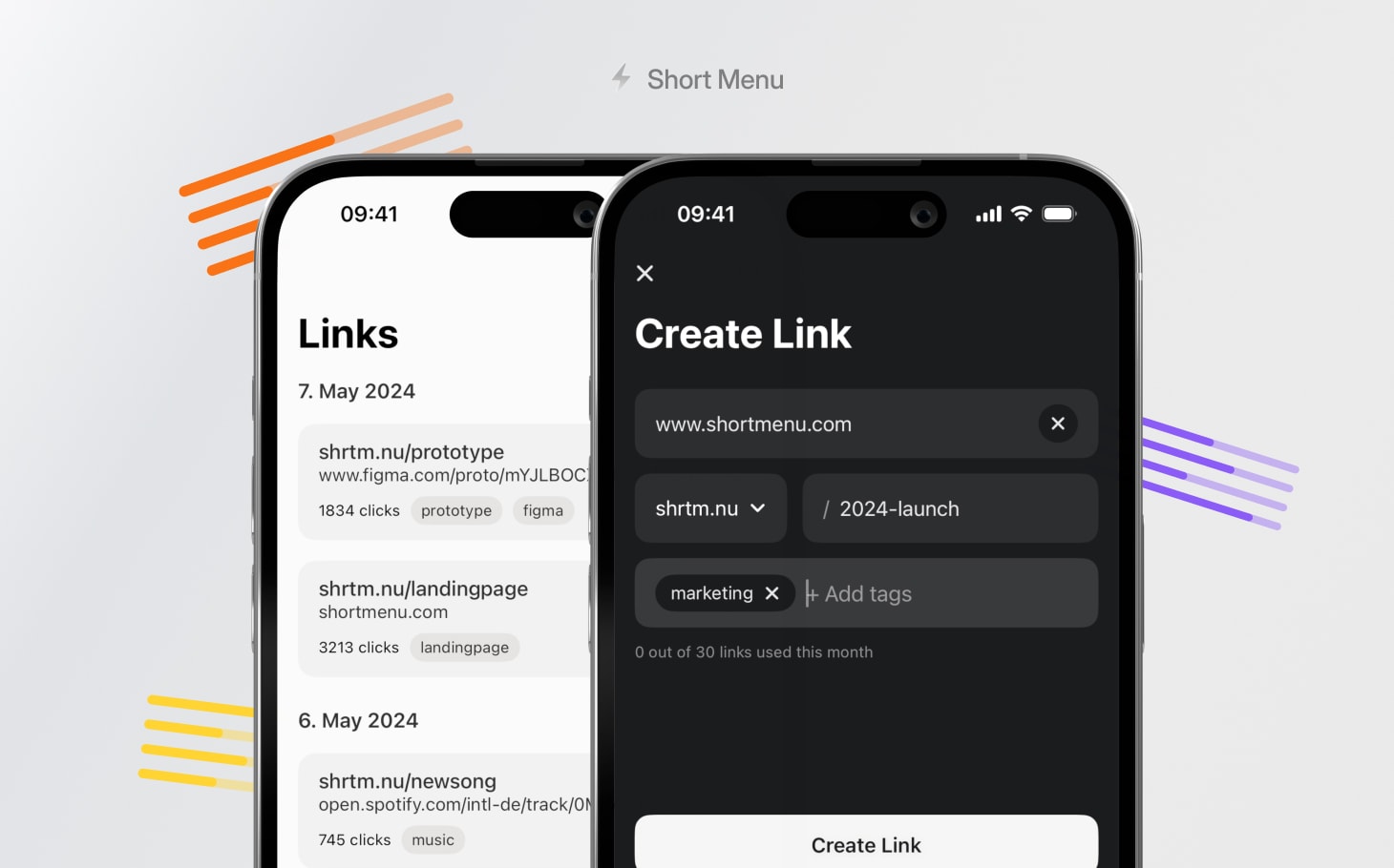 Short Menu App running on iPhone