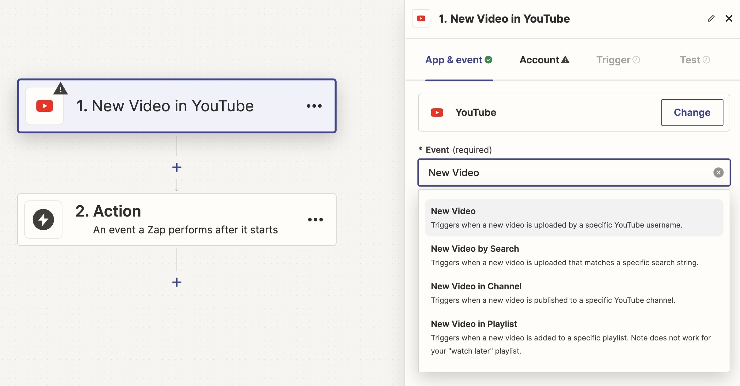 'New Video' as trigger for your Zap