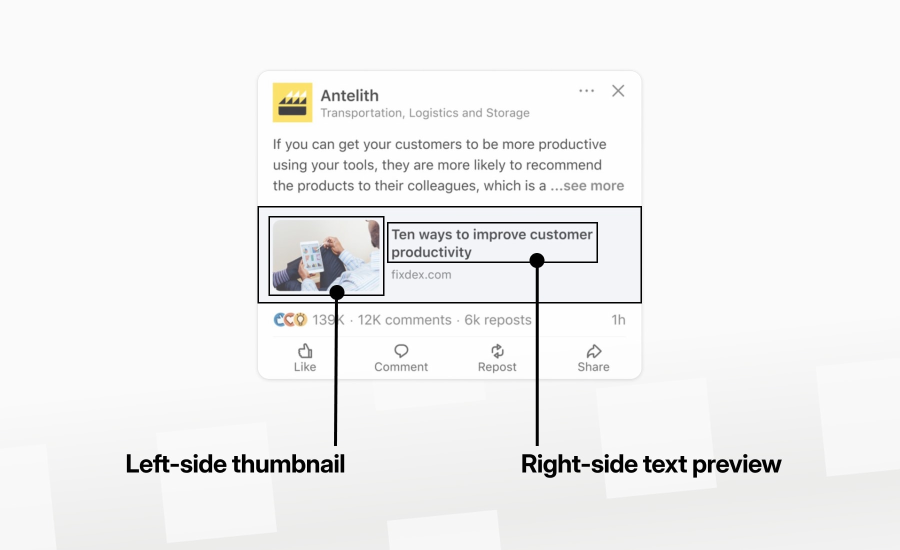 Anatomy of LinkedIn's new link preview card