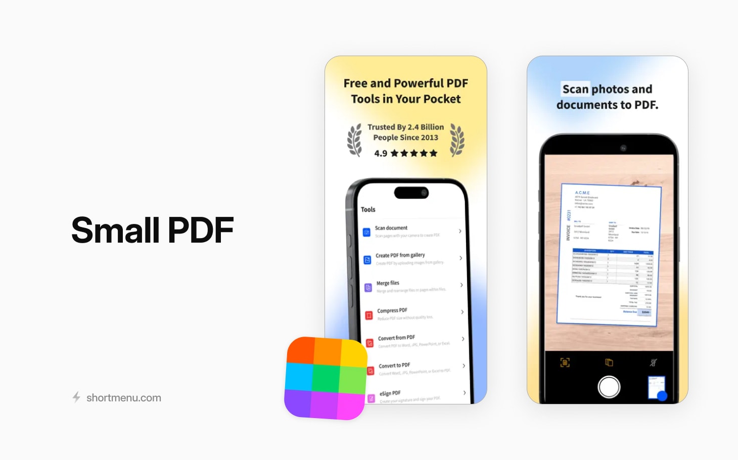 Small PDF has your back whether it's scanning documents, merging PDFs or converting between file formats