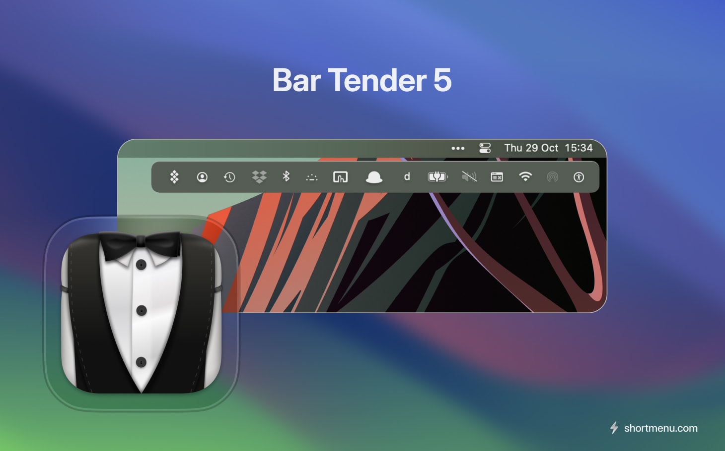 Bar Tender brings the cleanliness & organization you need to your menu bar