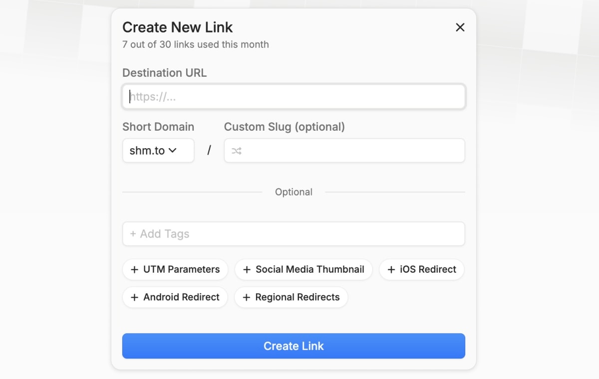 Short Menu's new Link Editor